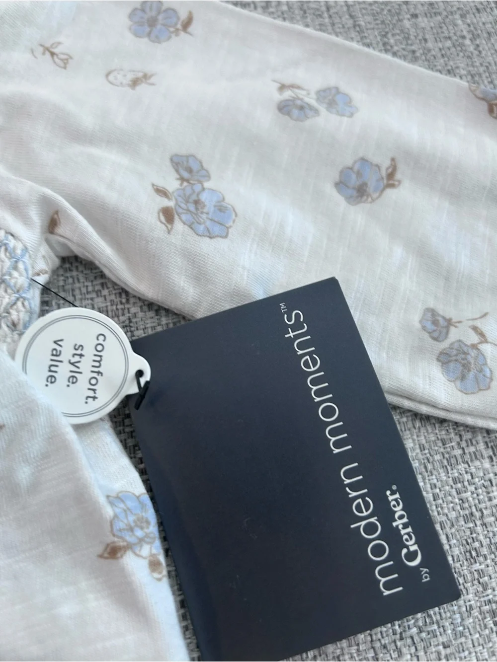 Modern Moments Cream Floral Smocked Long-Sleeve Baby Romper Size 3-6M. NWT